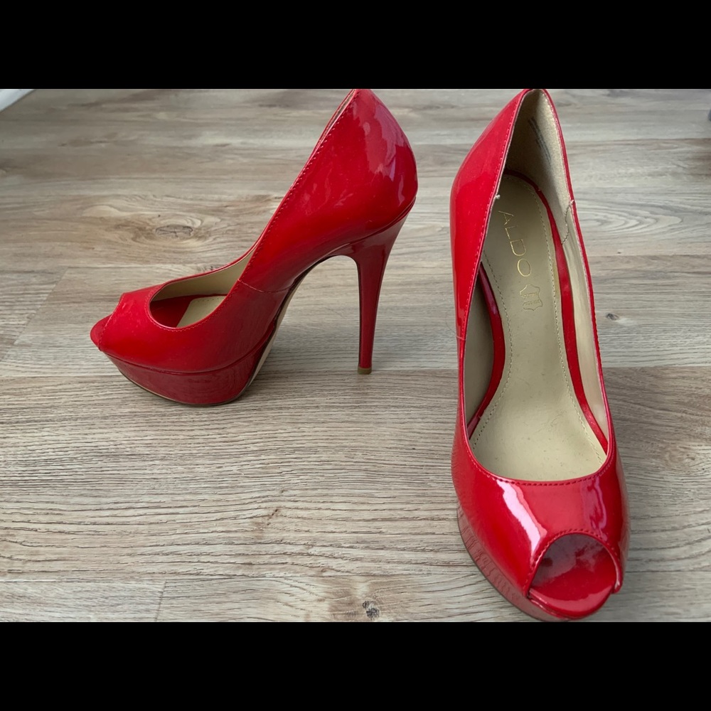 Red Aldo Peep Toe Heels